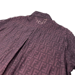 FENDI Vintage Zucca Monogram Logo Blouse Shirt Top See-through Purple RankAB