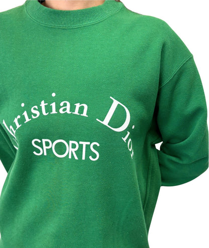 Christian Dior Sports Vintage Logo Sweatshirt Top #S Green White 902839