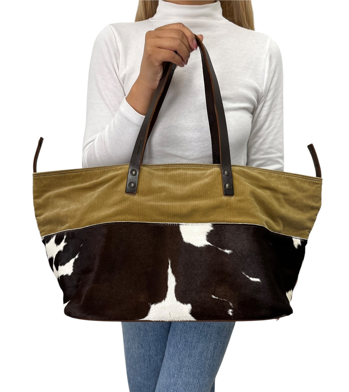 miu miu Vintage Pony Calf Hair Shoulder Bag Brown Beige White Corduroy 902372
