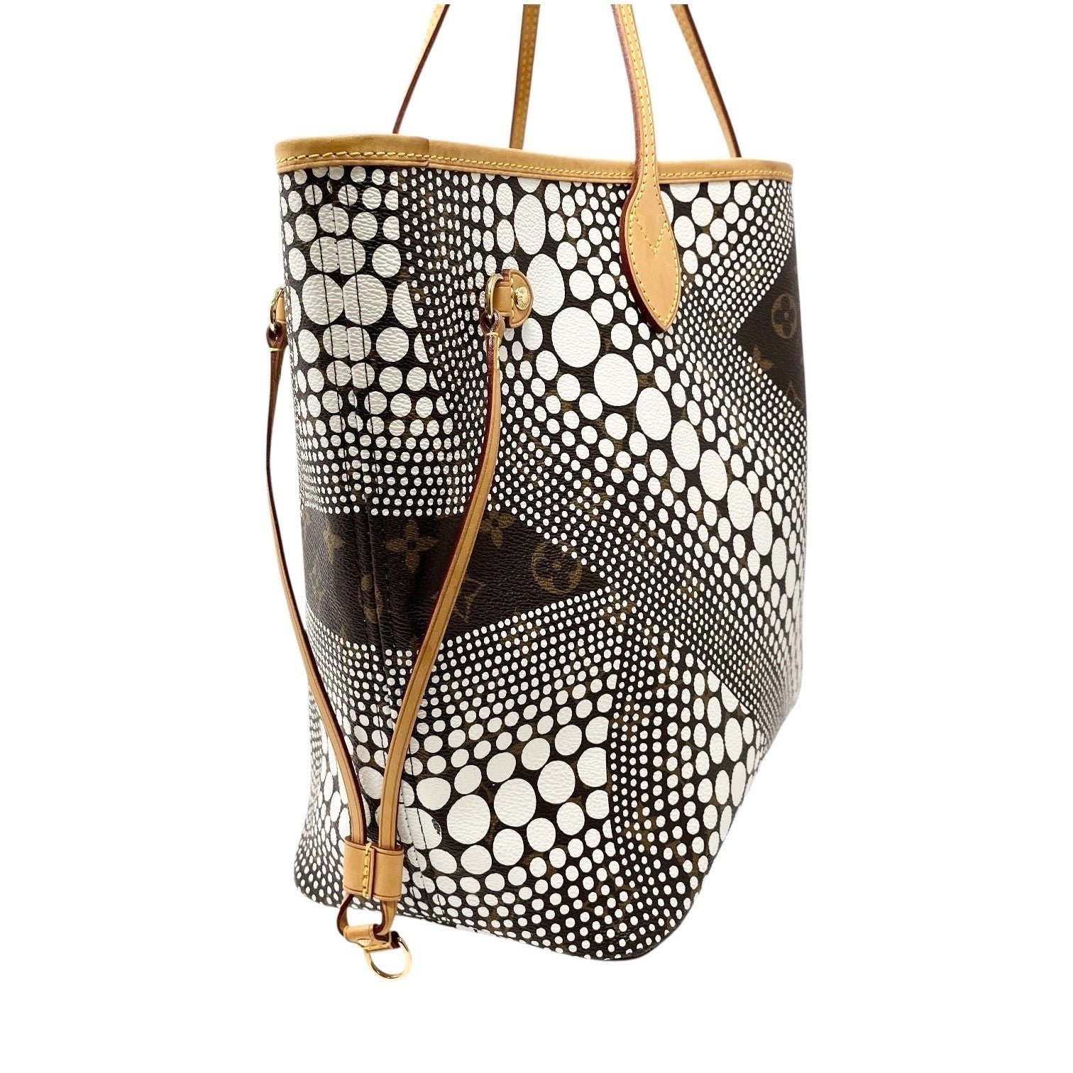 LOUIS VUITTON Vintage Monogram Neverfull MM Yayoi Kusama Tote Bag Dots White