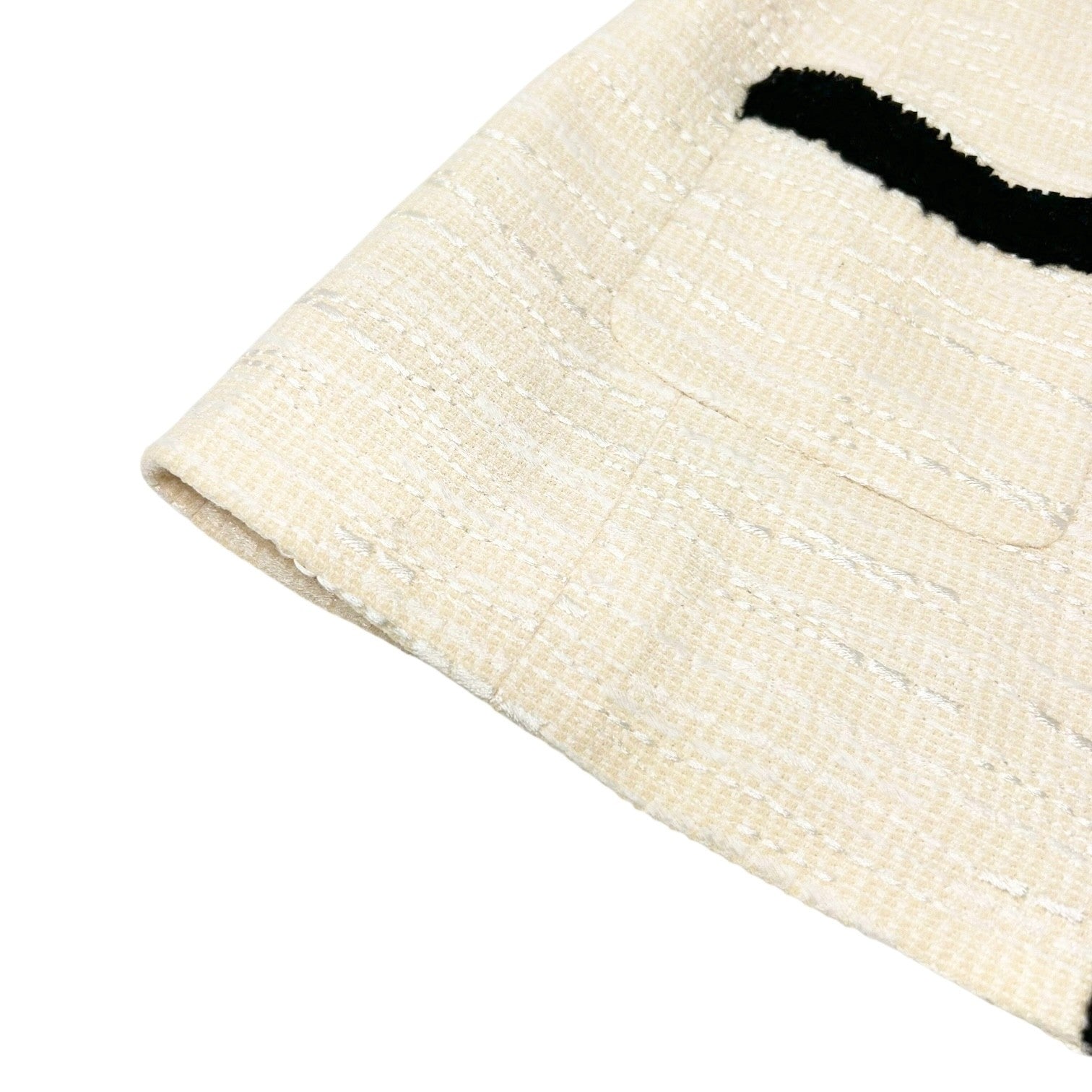 CHANEL Vintage 02P CC Logo Tweed Jacket #38 Cream Black Long Sleeve Zip Button