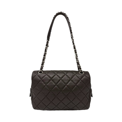 CHANEL Vintage CC Logo Quilted Chain 2way Bag Dark Brown Leather 902478