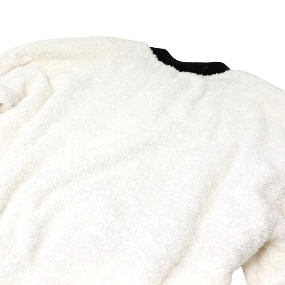 CHANEL Vintage CC Mark Logo Sweatshirt Terry Cloth White Black Cotton