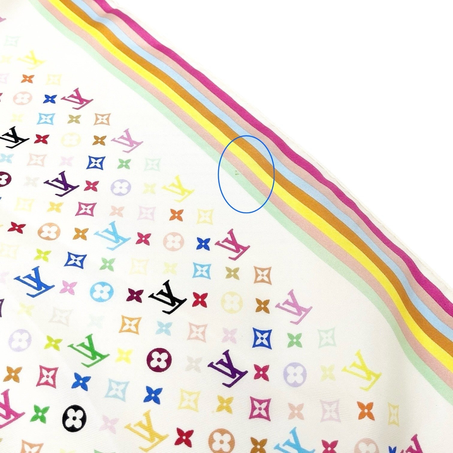 LOUIS VUITTON Vintage LV Monogram Multicolor Scarf Wrap Top White Silk