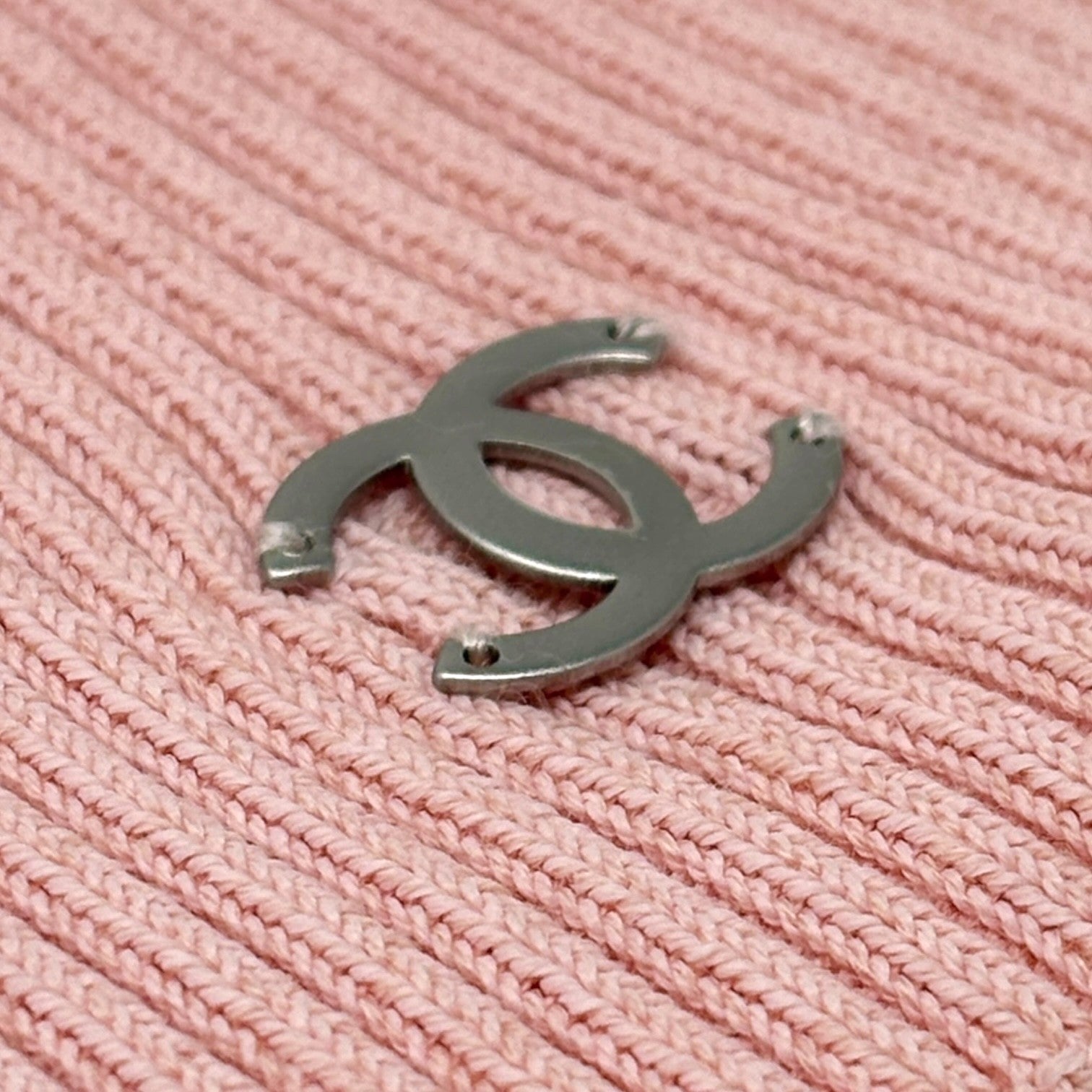 CHANEL Vintage 99P CC Logo Sleeveless Rib Knit Tank Top #38 Rayon Cotton Pink