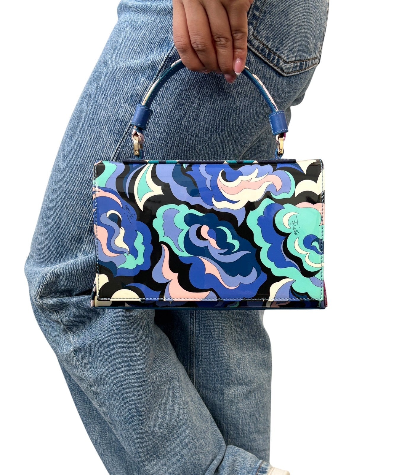 EMILIO PUCCI Vintage Logo Psychedelic Printed Multicolor 2way Bag Blue 902568