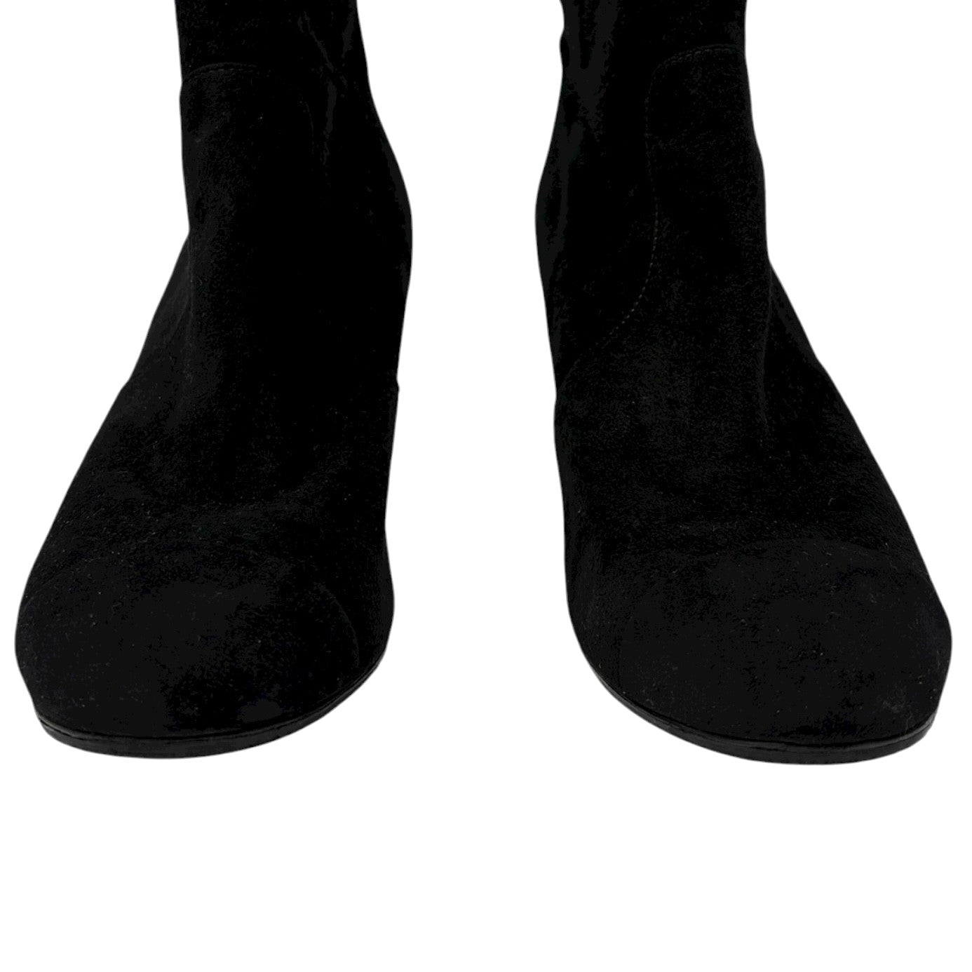CHANEL Vintage CC Logo Charm Button Ankle Suede Boots Heels #39 Black Gold