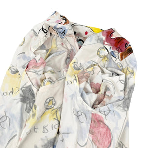 CHANEL Vintage 1995 CC Mark Shirt Shorts Set Button Multicolor Cotton Rank AB+
