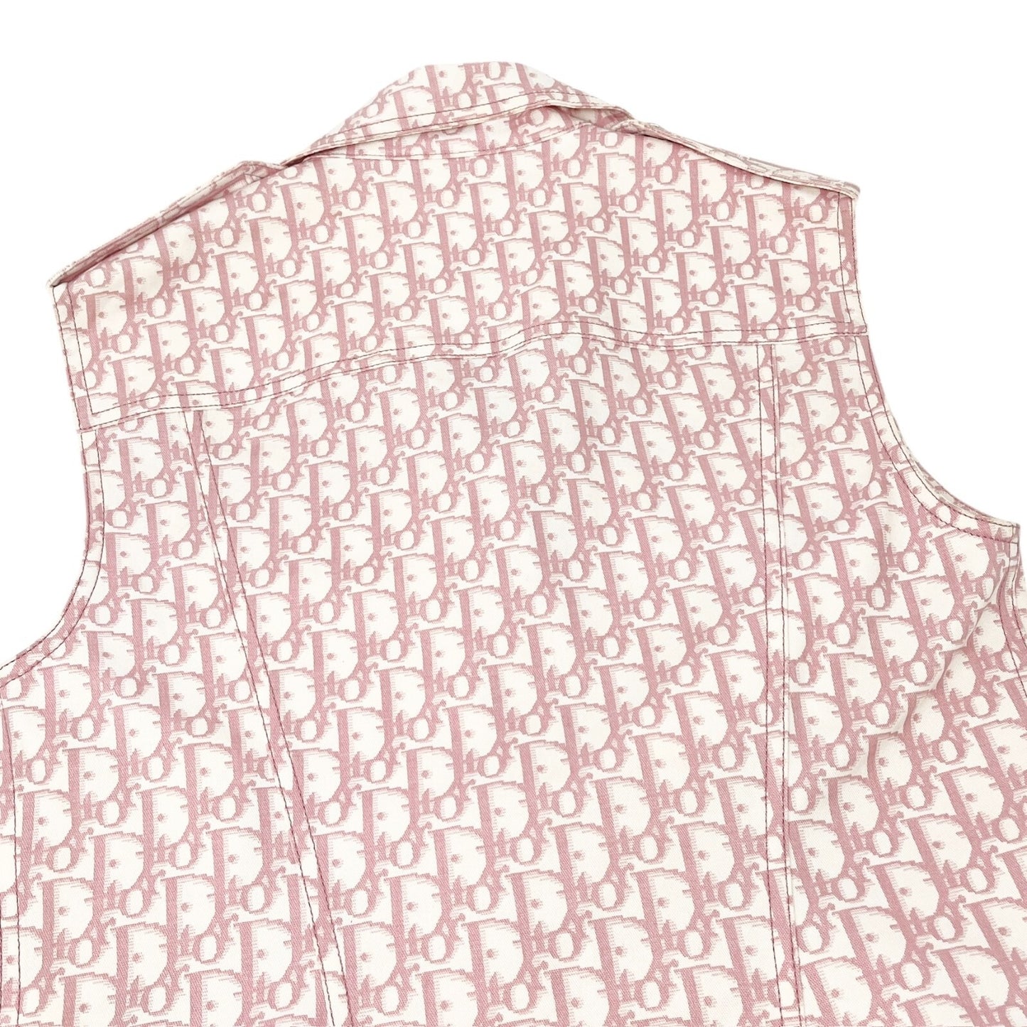 Christian Dior Vintage 2004 Trotter Monogram Vest Jacket #38 Pink White Cotton