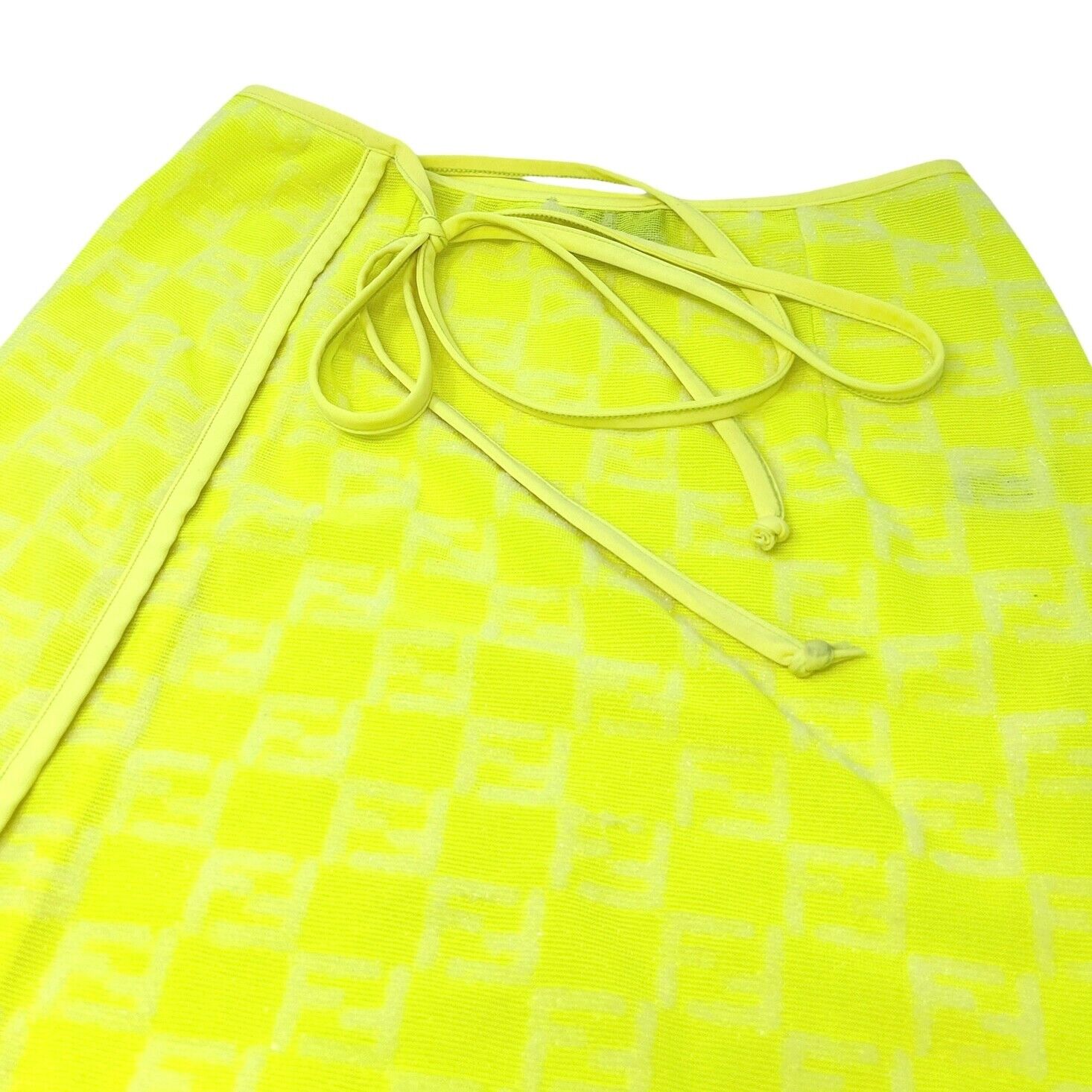 FENDI Vintage Zucchino FF Logo Camisole Skirt Set #42 #40 Yellow Nylon Rank AB+