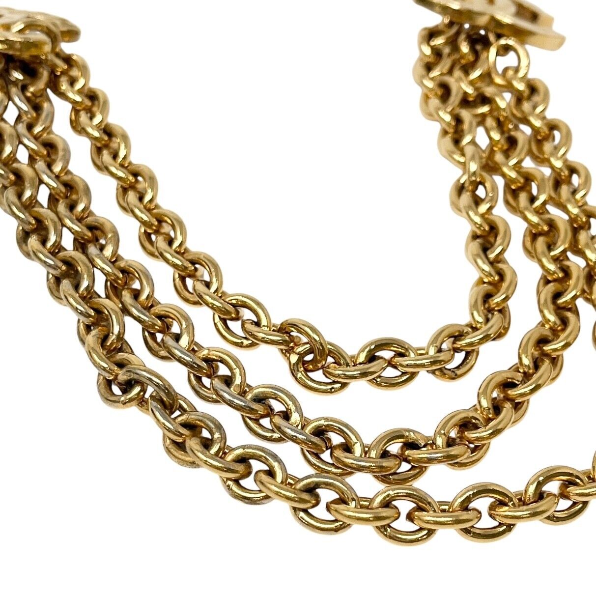 CHANEL Vintage CC Logo Chain Belt Accessory Metal Gold Charm Rank AB