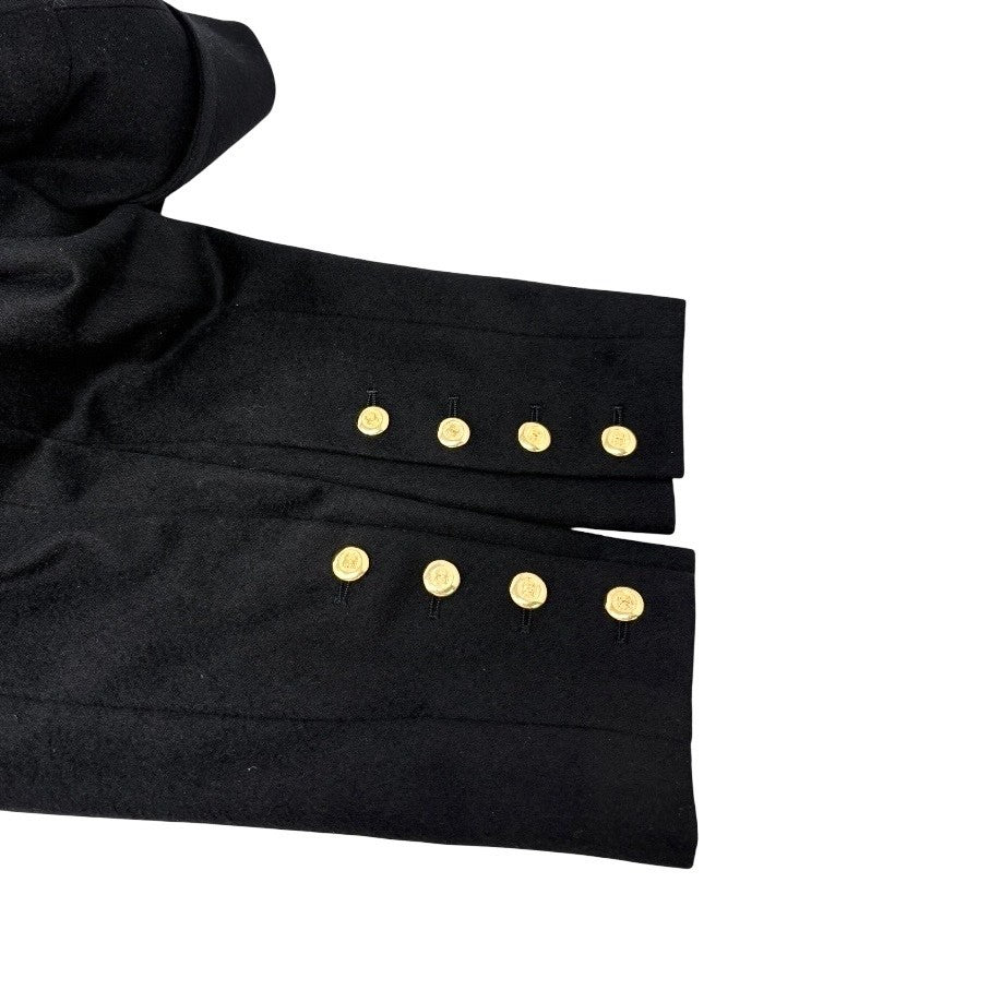 CHANEL Vintage CC Mark Logo Jacket #38 Button Pocket Black Gold Cashmere