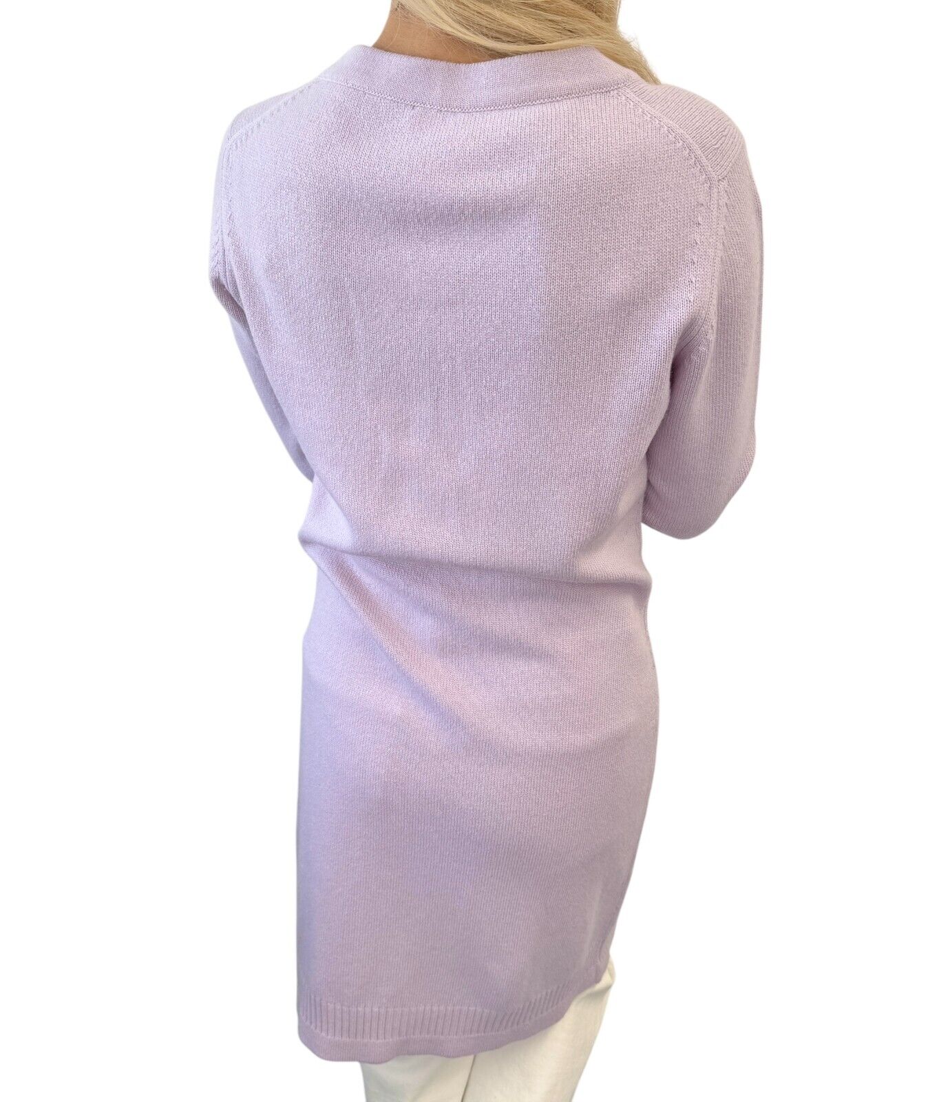 CHANEL Vintage 09C CC Logo Long Knit Cardigan #36 Rhinestone Cashmere Purple