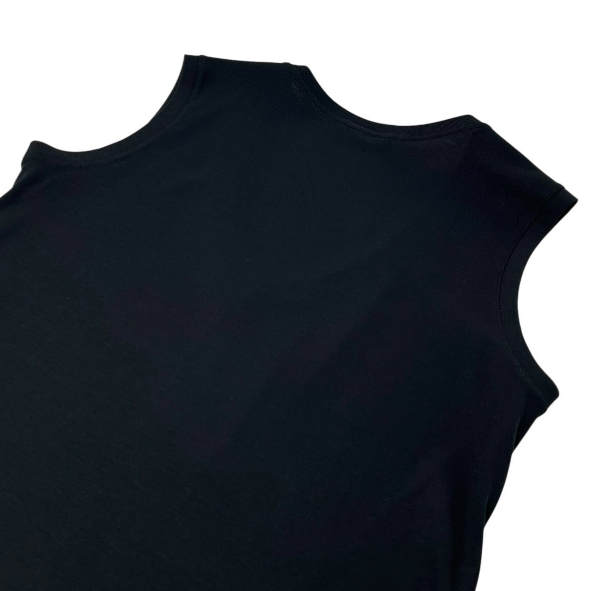CHANEL Vintage Logo V-neck Tank Top Cotton Black Pullover Sleeveless