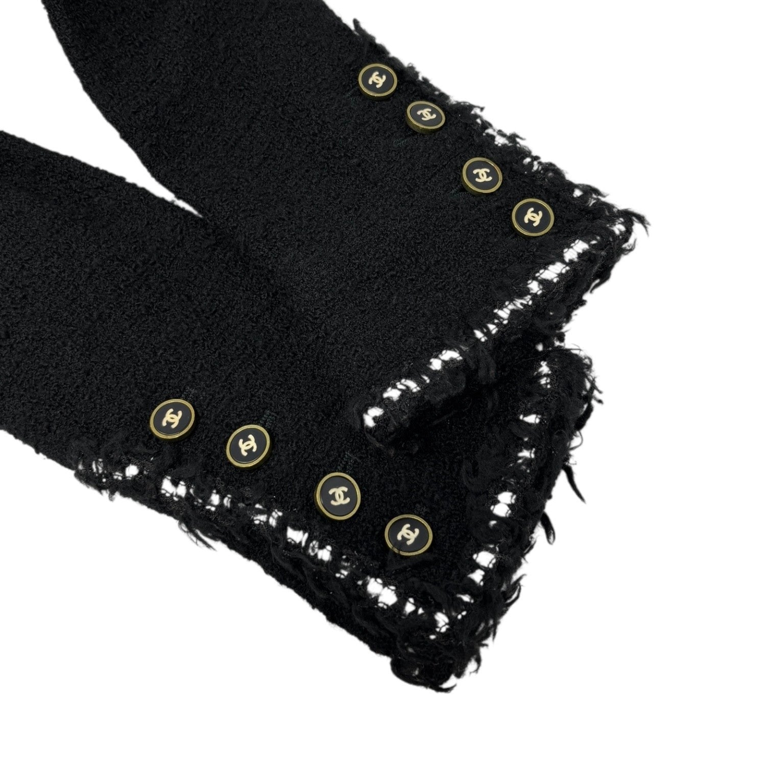 CHANEL Vintage 94A CC Logo Tweed Jacket Blazer Black White Wool Button