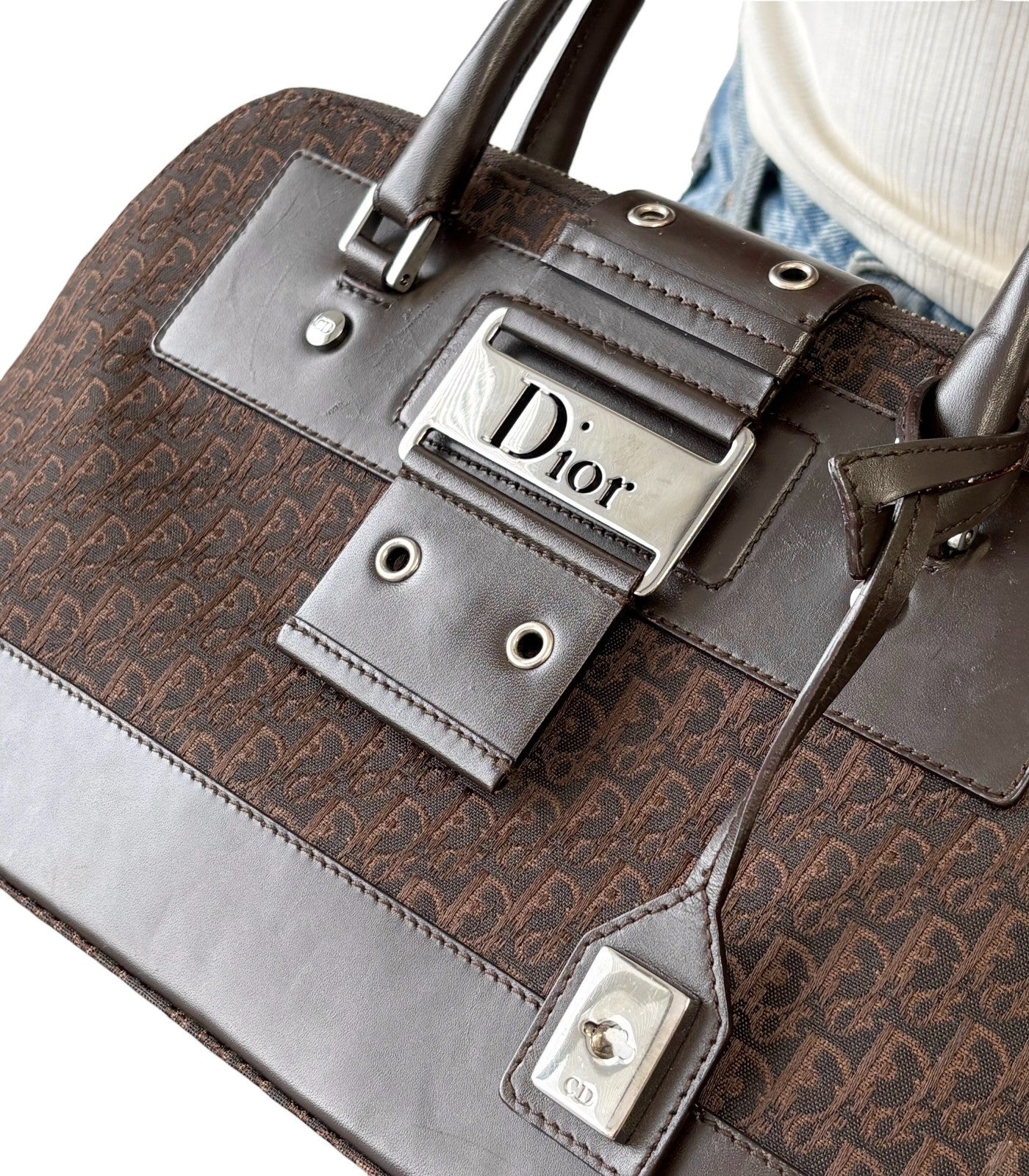 Christian Dior Vintage Trotter Monogram Street Chic Uptown Bag Brown 902077