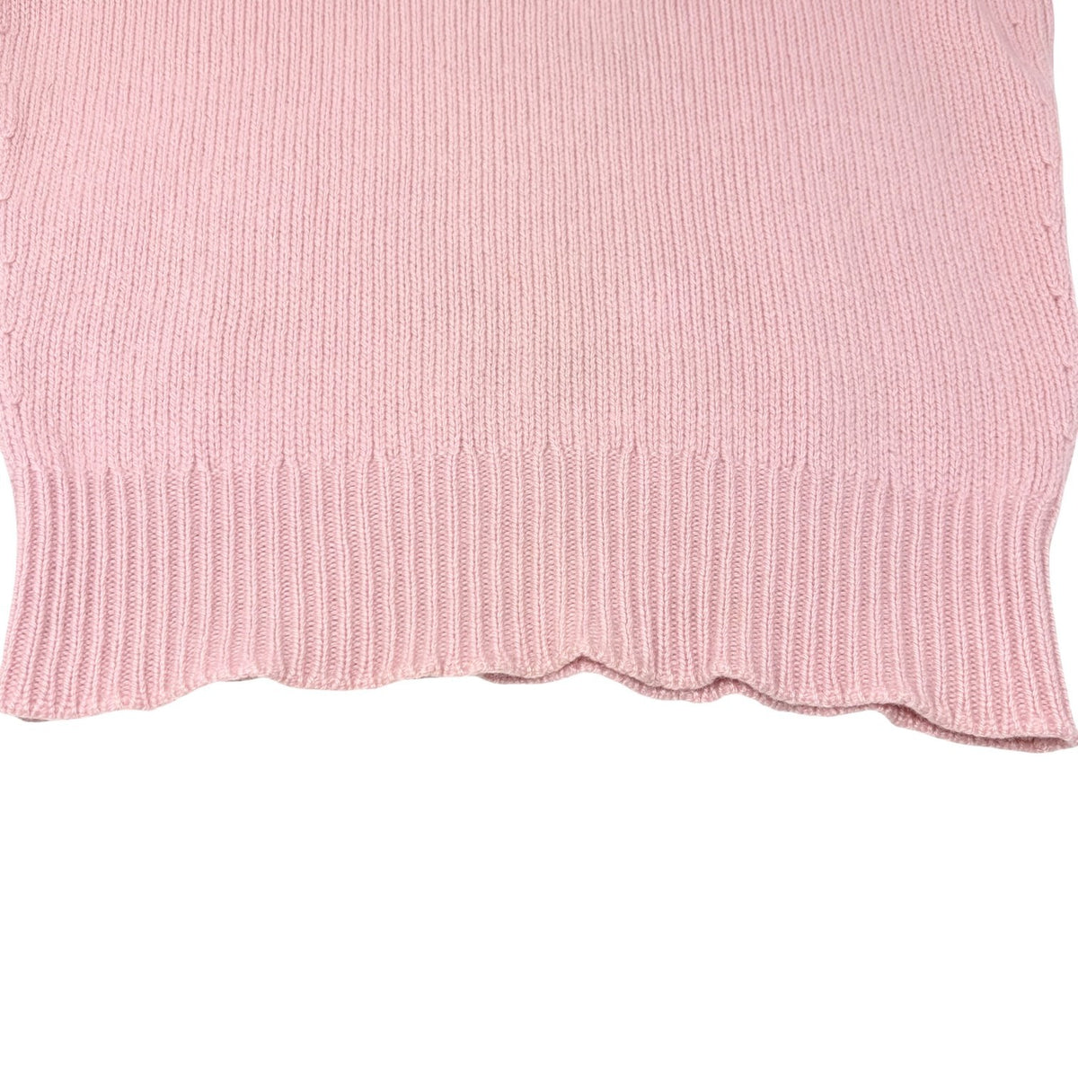 CHANEL Vintage 95A CC Logo Cashmere Knit Sweater Top Camellia #S Pink 902400