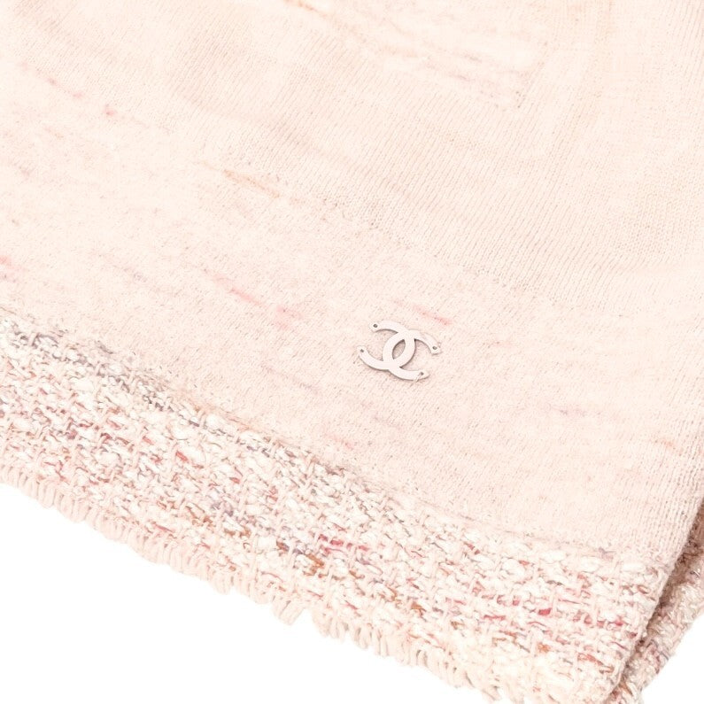 CHANEL Vintage 05C CC Mark Logo Knit T-shirt Top #36 Pink Cashmere Tweed RankAB