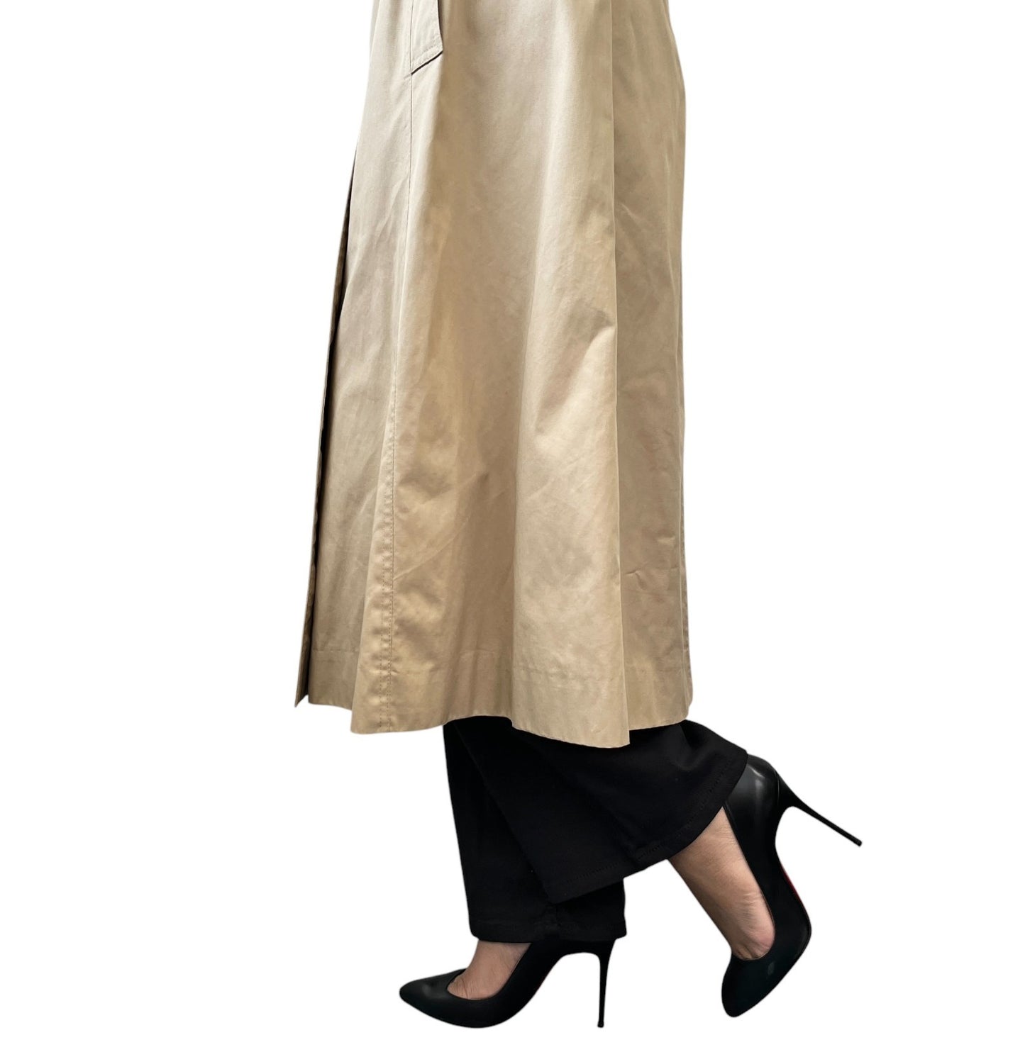 CELINE Vintage Macadam Logo Button Trench Coat Long Jacket #40 Beige Gold Cotton