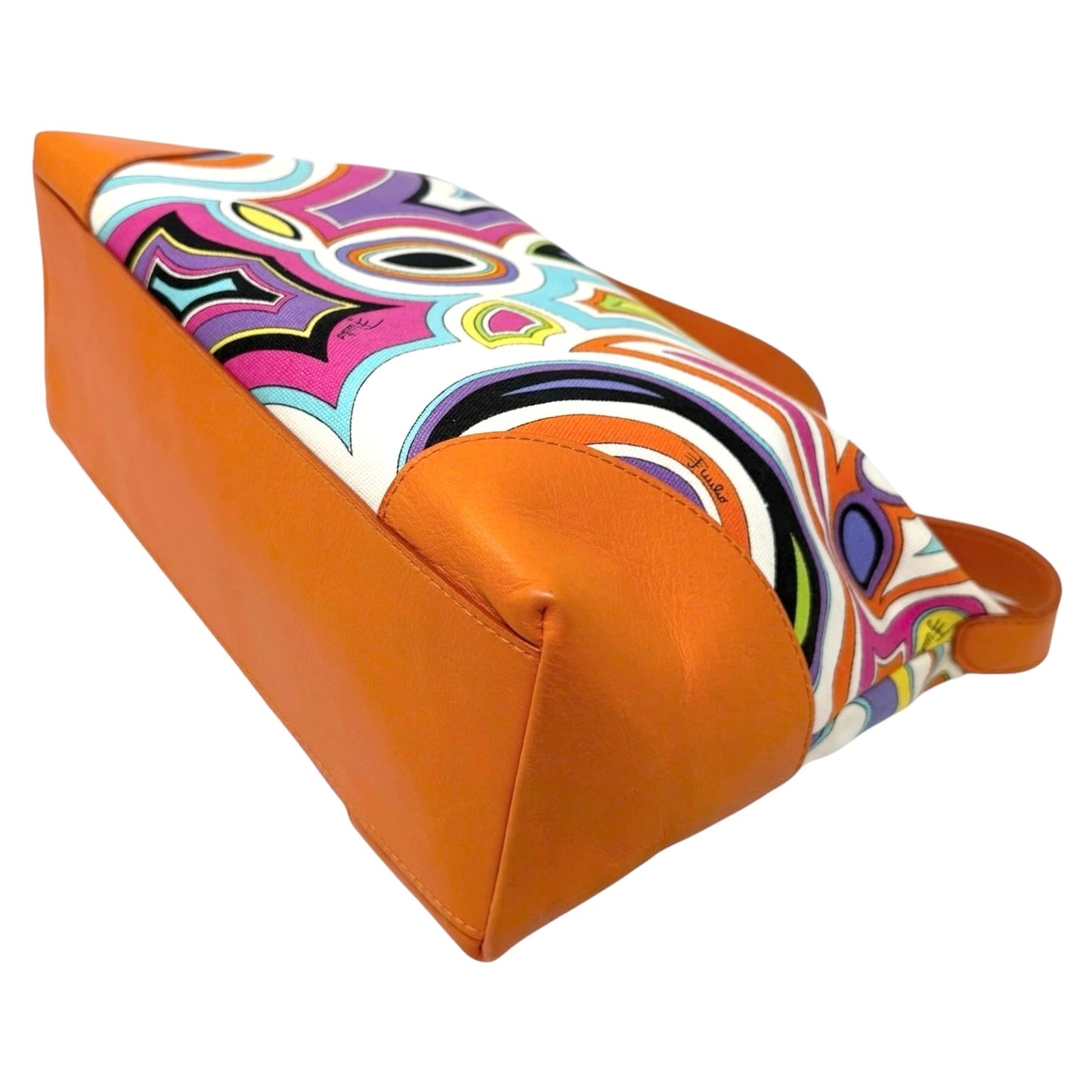 EMILIO PUCCI Vintage Logo Geometric Print Bag Orange Multicolor 901875