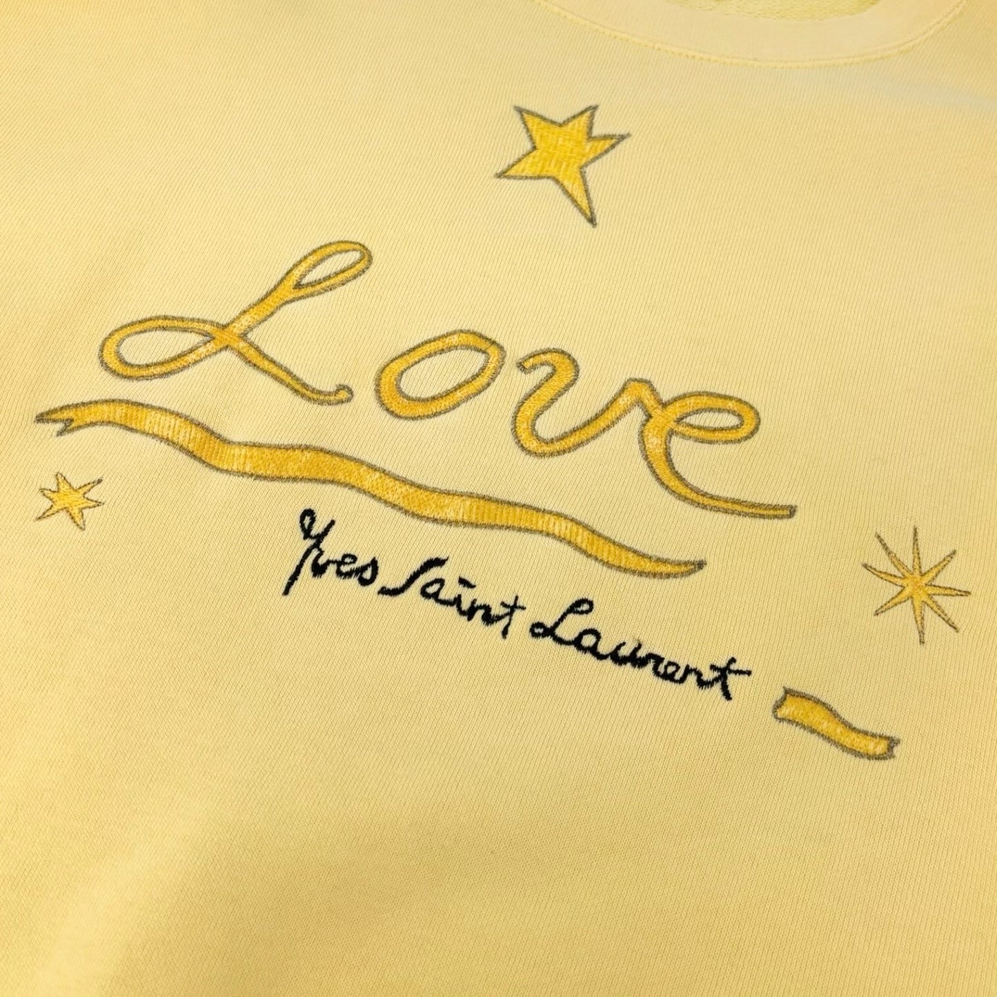 Yves Saint Laurent Vintage Love Star Embroidered Sweatshirt Yellow 901938