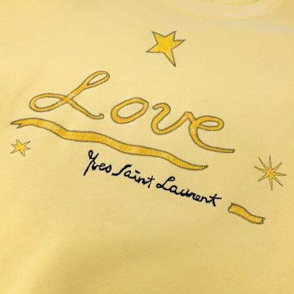 Yves Saint Laurent Vintage Love Star Embroidered Sweatshirt Yellow 901938