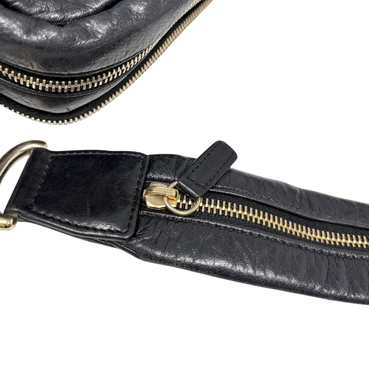CHANEL Vintage CC Logo Crossbody Bag Lambskin Jersey Scales Leather Black Gold