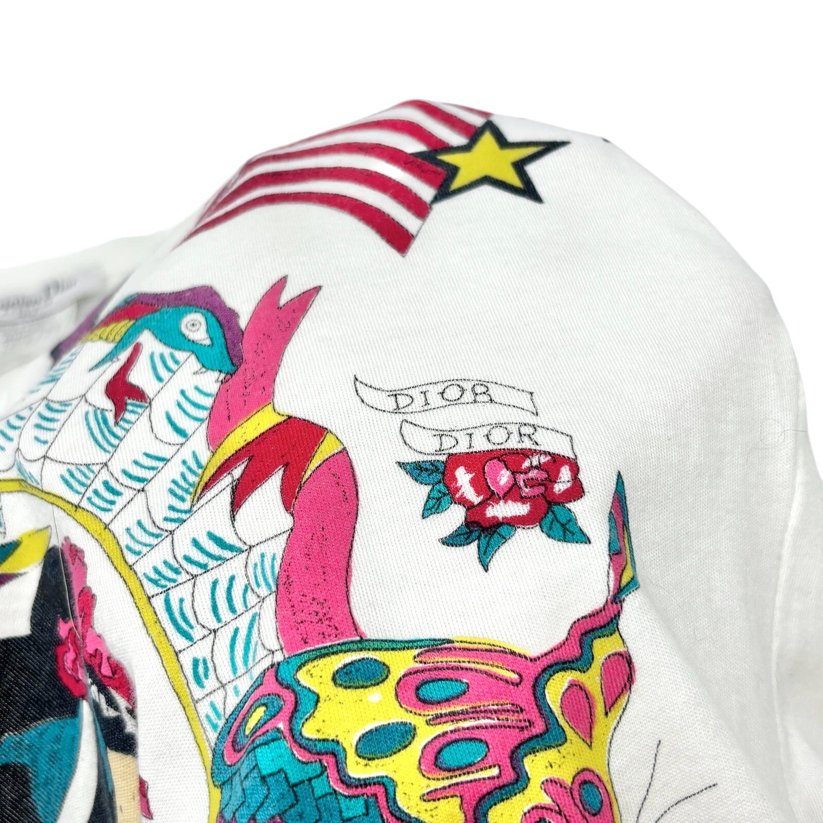 Christian Dior Vintage 2004 Logo Graphic T-shirt Top #38 Multicolor Cotton