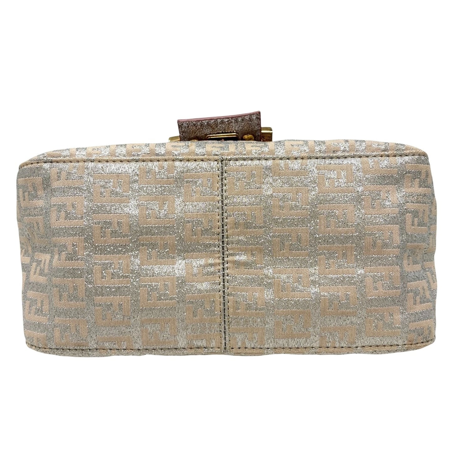FENDI Vintage FF Zucchino Mini Mamma Baguette Shoulder Bag Pink Silver 902294
