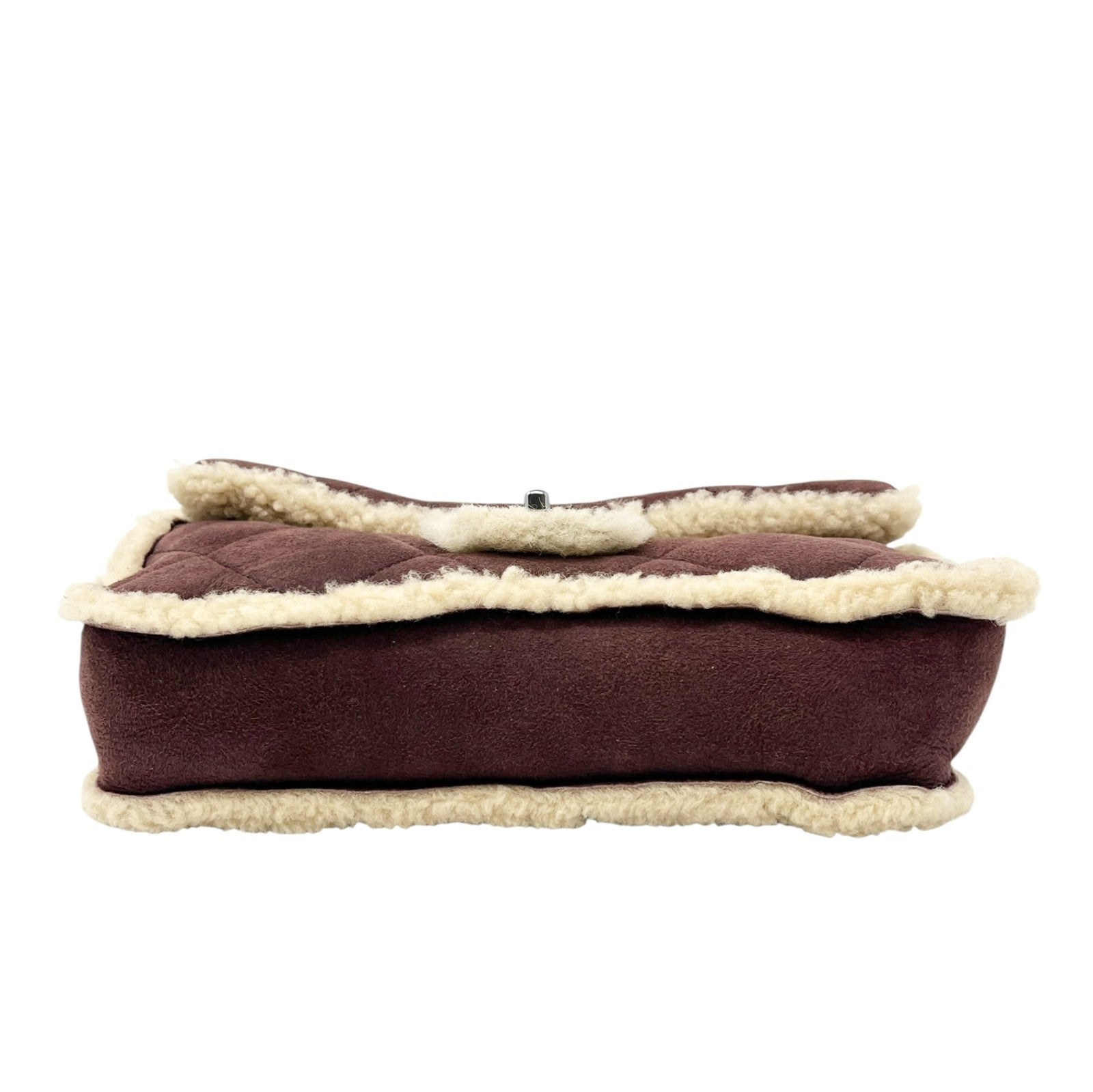 CHANEL Vintage CC Logo Mouton Matelasse Shoulder Bag Chain Brown Beige Suede