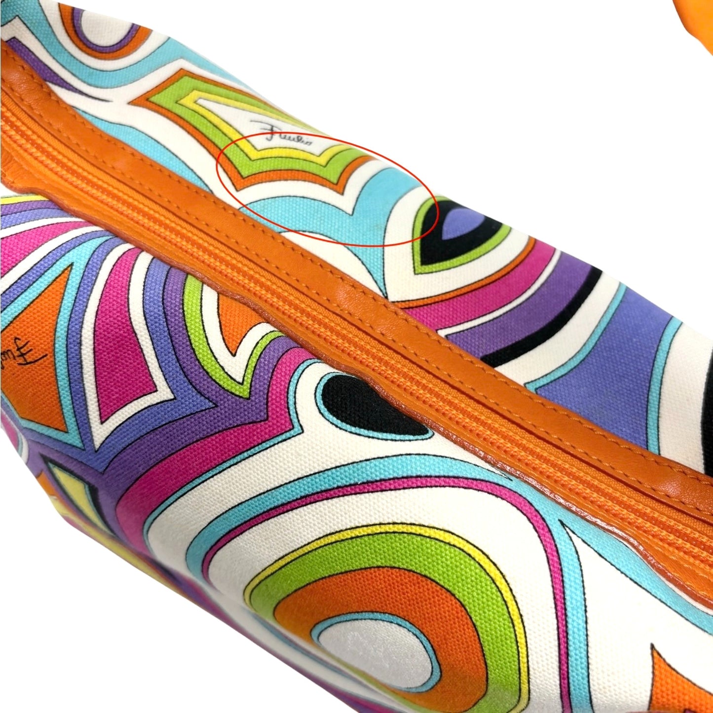 EMILIO PUCCI Vintage Logo Geometric Print Bag Orange Multicolor 901875
