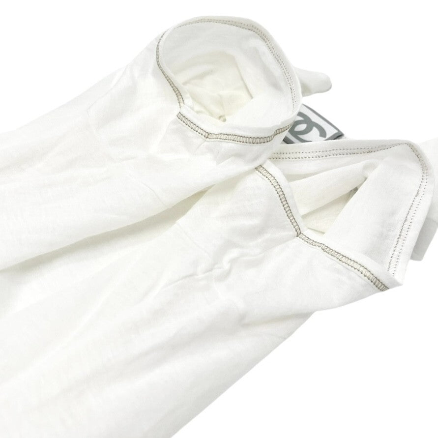 CHANEL Sport Vintage 06P CC Mark Logo T-shirt Top #38 White Gold Cotton
