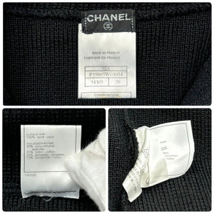 CHANEL Sport Vintage 02A CC Logo Zipped Jacket #38 Black Wool Pocket Rank AB