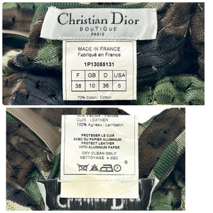 Christian Dior Vintage Camisole #38 Camouflage Cotton Mesh Lambskin Rank AB