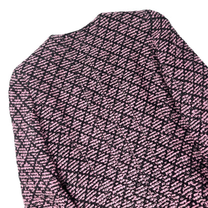 CHANEL Vintage 95A CC Logo Tweed Jacket #38 Pink Black Button Cotton Pocket