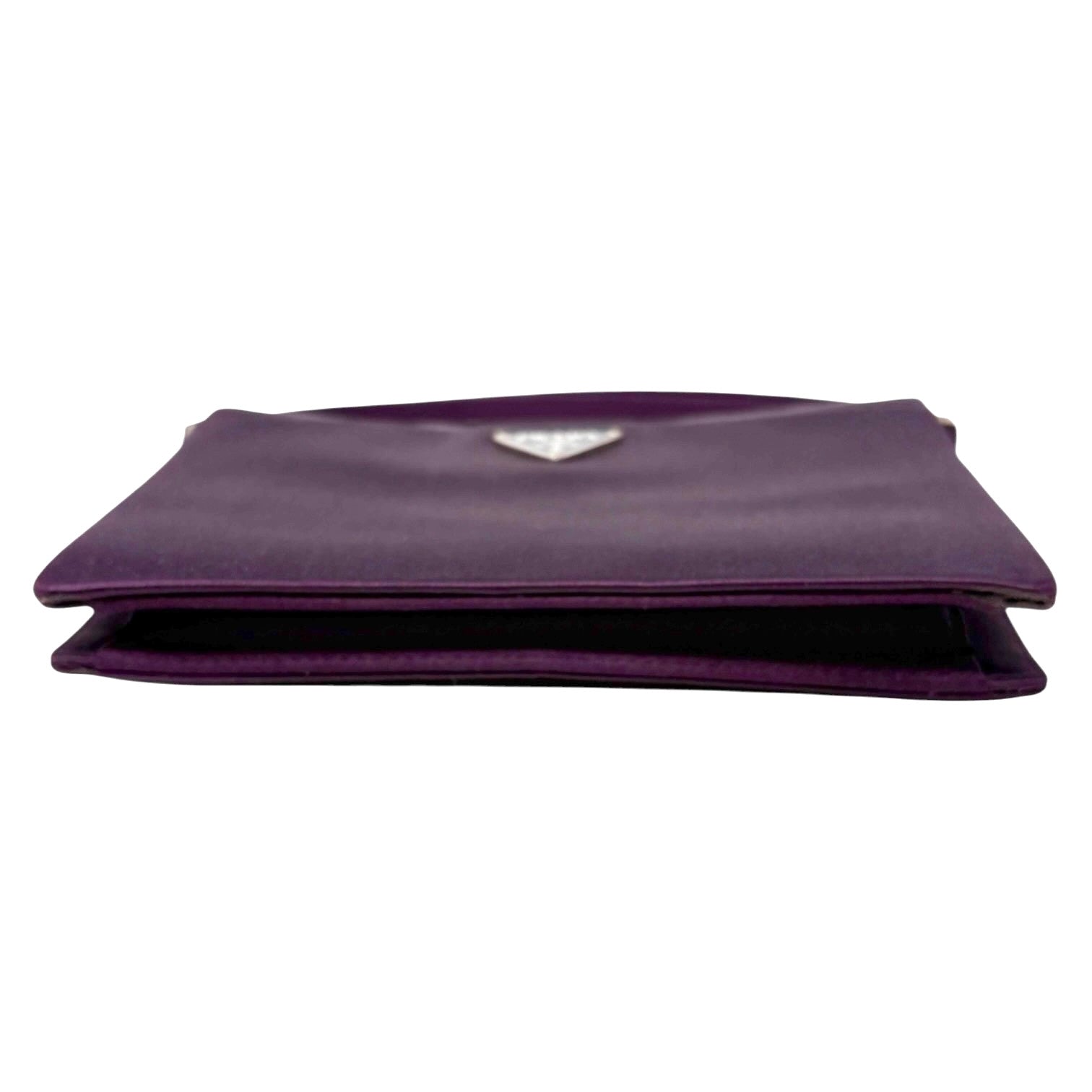 PRADA Vintage Triangle Logo Satin Shoulder Mini Bag Handbag Purple Silver