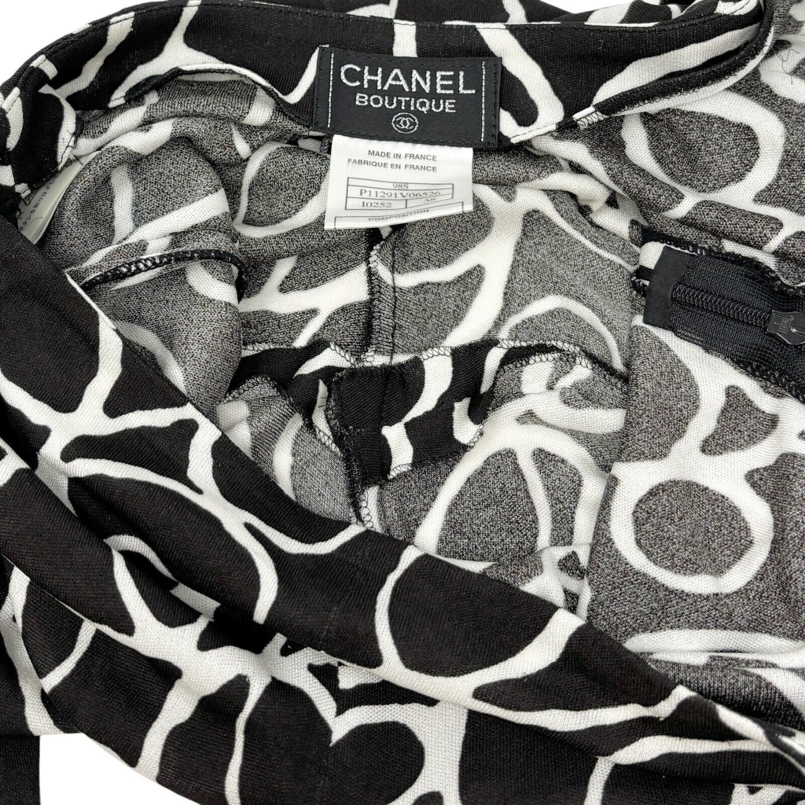 CHANEL Vintage 98S CC Logo Top Pants Set Suits #38 Black Viscose Rank AB