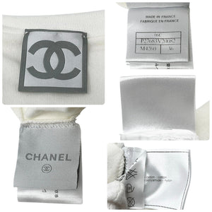 CHANEL Sport Vintage 06C CC Logo Hoodie Pants Set Up #36 White Cotton Zip
