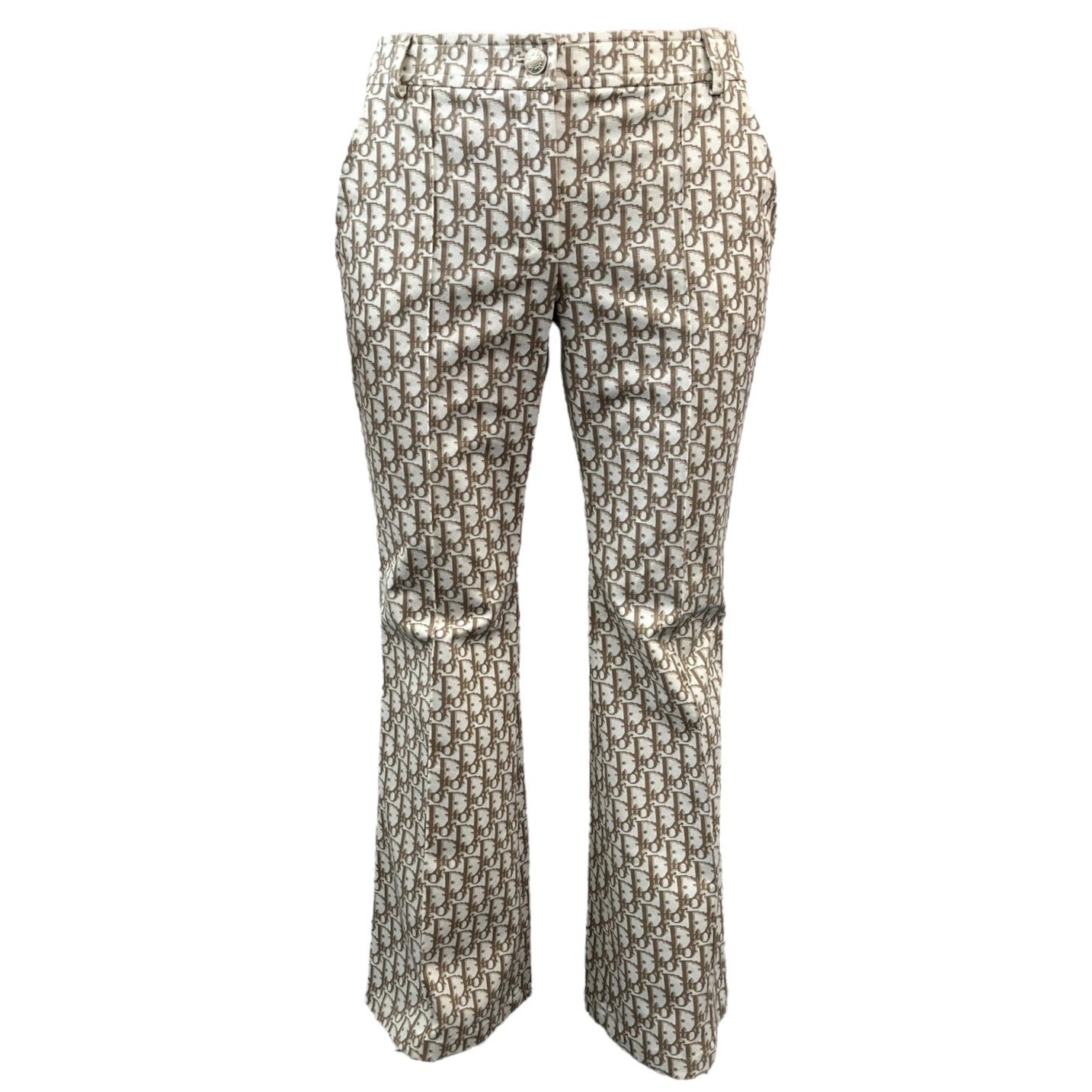 Christian Dior Vintage 2005 Trotter Monogram Pants Bottoms Zip #36 Brown Cotton
