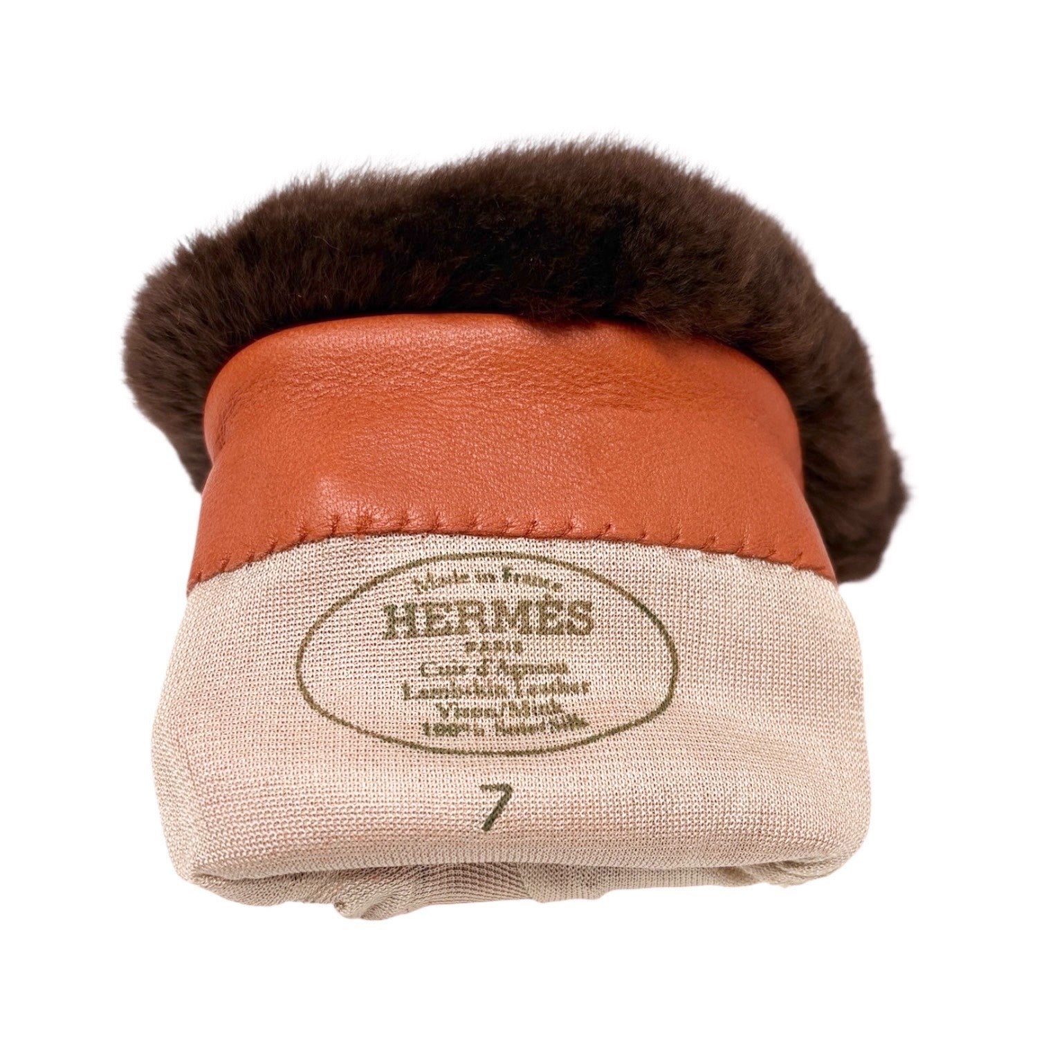 HERMES Vintage H Logo Kelly Gloves Accessory Padlock Charm #7 Orange Leather