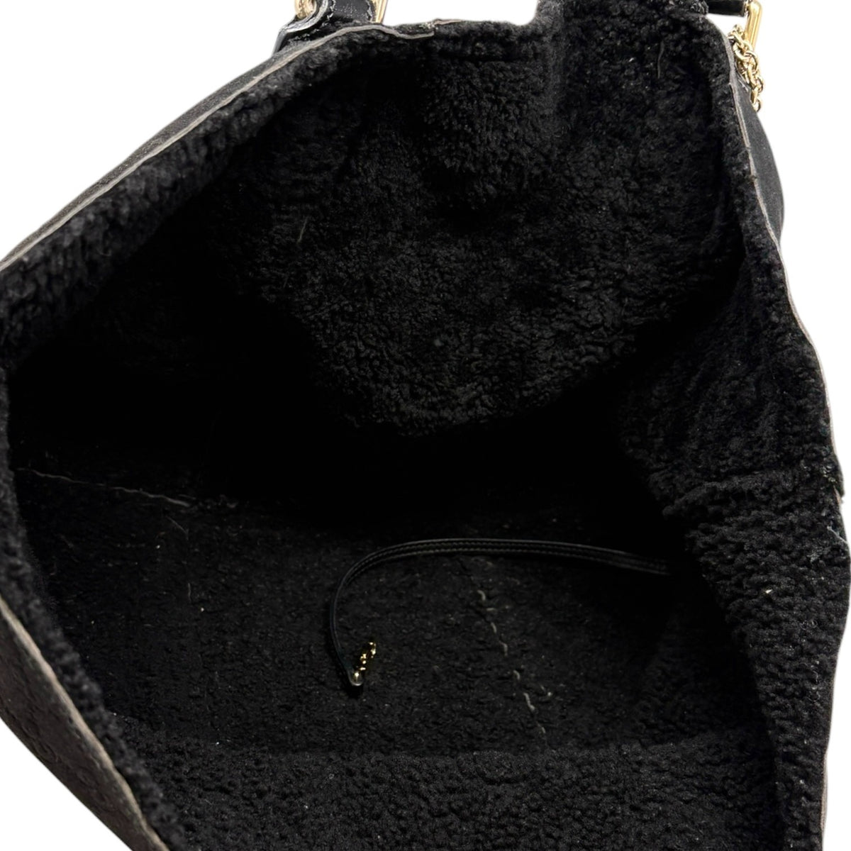 GUCCI Vintage GG Monogram Mouton Tote Bag Boots Charm Black Gold 902910
