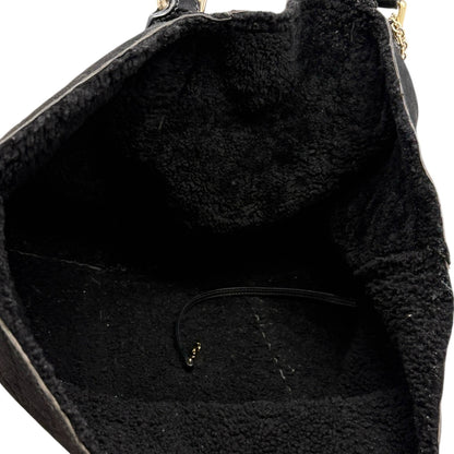 GUCCI Vintage GG Monogram Mouton Tote Bag Boots Charm Black Gold 902910