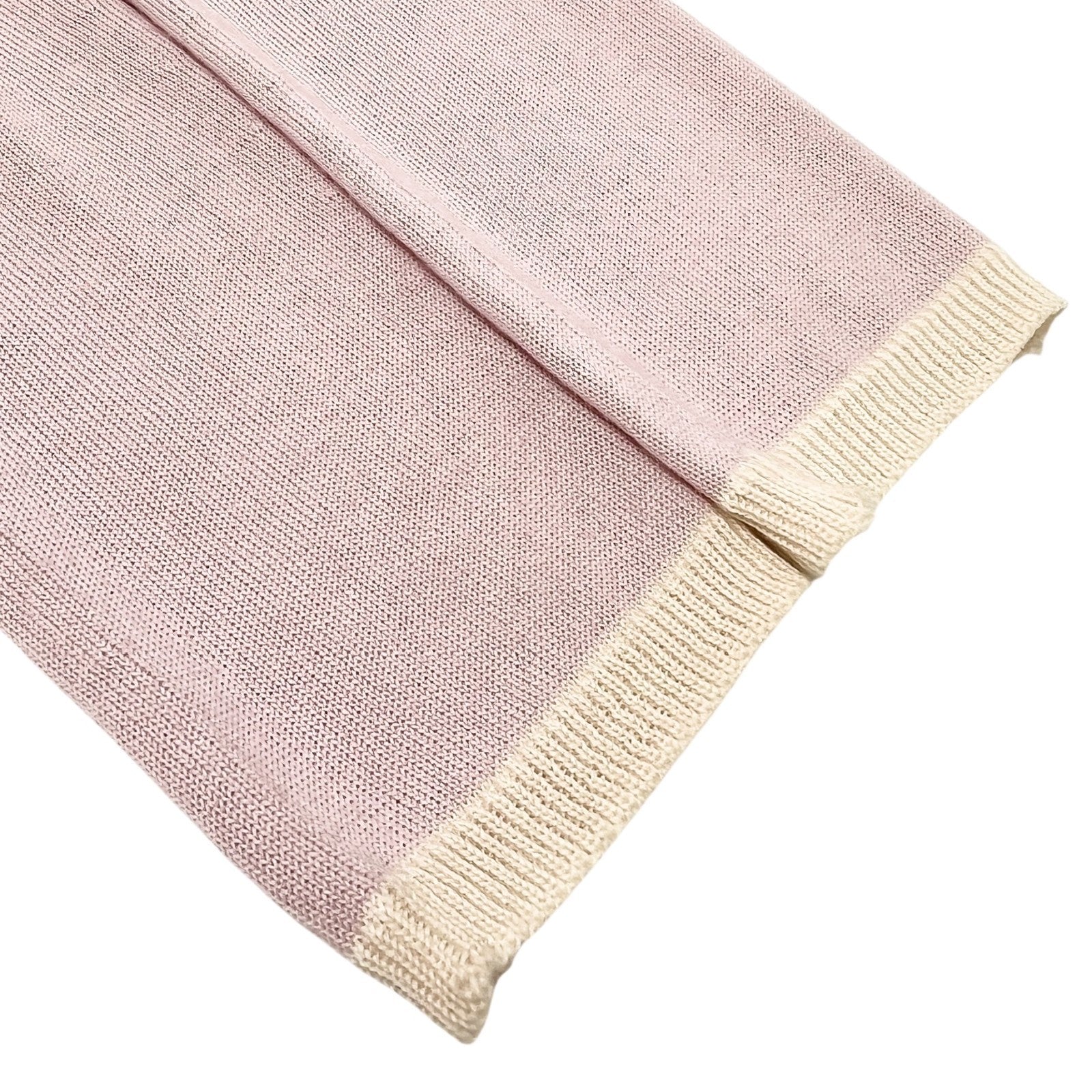 CHANEL Vintage 04C CC Logo Knit Sweater Top #38 Pocket Pink Cream Cashmere