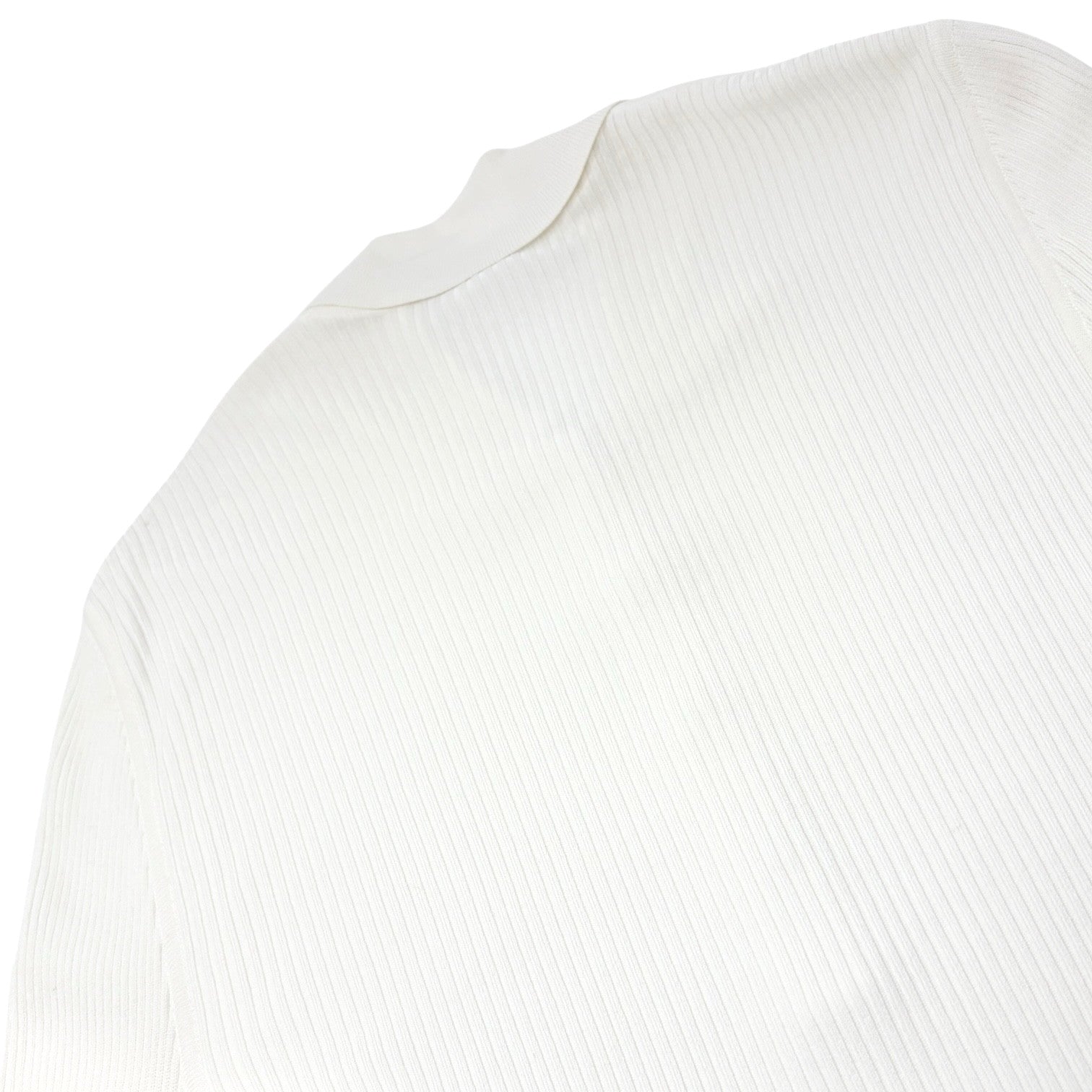 HERMES Vintage Logo Clou de Selle Button Ribbed Knit Polo Top #M White Viscose