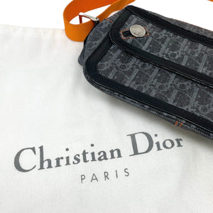 Christian Dior Vintage Flight Line Shoulder Bag Trotter Monogram Blue Rank AB