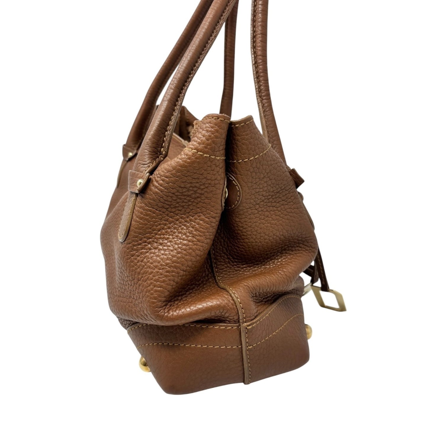 DOLCE&GABBANA Vintage DG Logo Shoulder Tote Bag Brown Gold Leather 902064