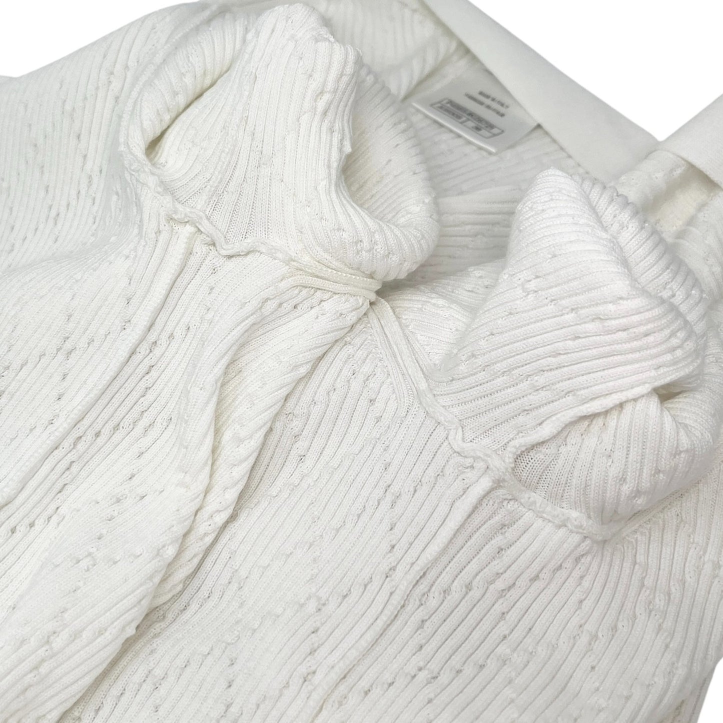 CHANEL Vintage P45654 CC Logo Button Knit Long Cardigan Top #38 White 106957