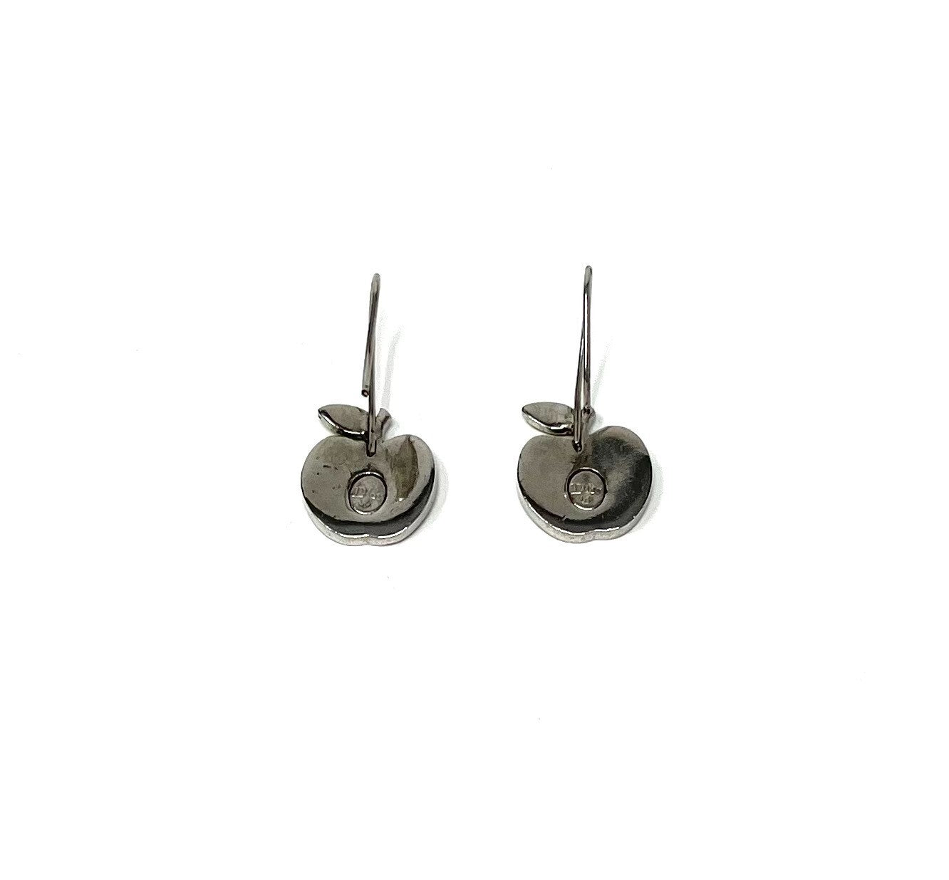 Dior Vintage CD Logo Earrings Accessory Apple Design Yellow Silver Green RankA