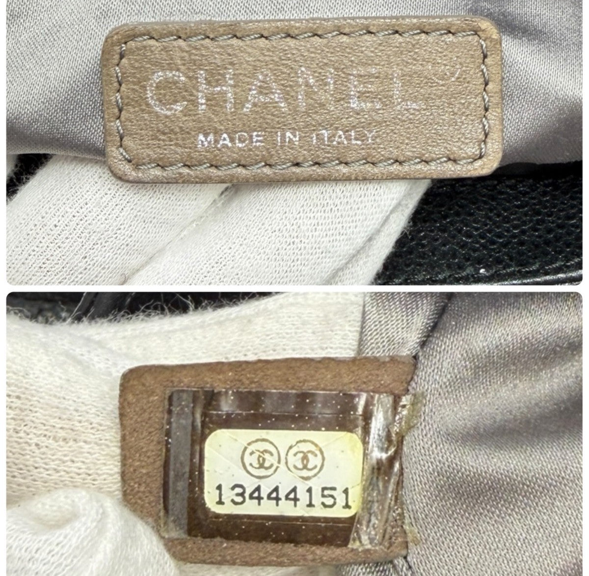 CHANEL Vintage CC Logo Stitch Chain Shoulder Bag Black Silver Leather 902203