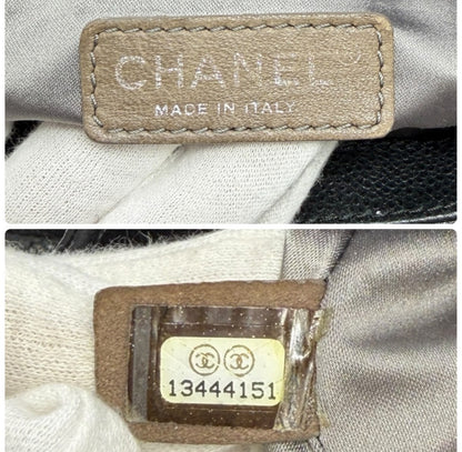 CHANEL Vintage CC Logo Stitch Chain Shoulder Bag Black Silver Leather 902203
